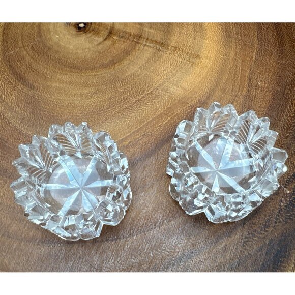 Vintage Crystal Cut Glass Salt Cellars Set of 2 Collectible - Picture 8 of 11